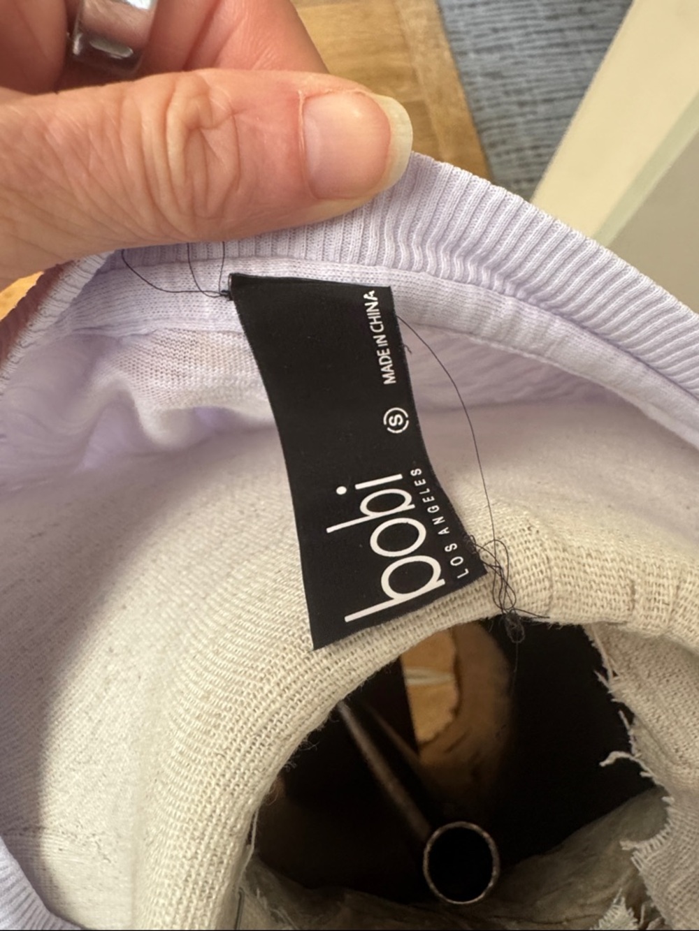 Bobi Los Angeles Lavender 100% Cotton Boxy Crop Tee Small Slub Knit T Shirt - Picture 6 of 7